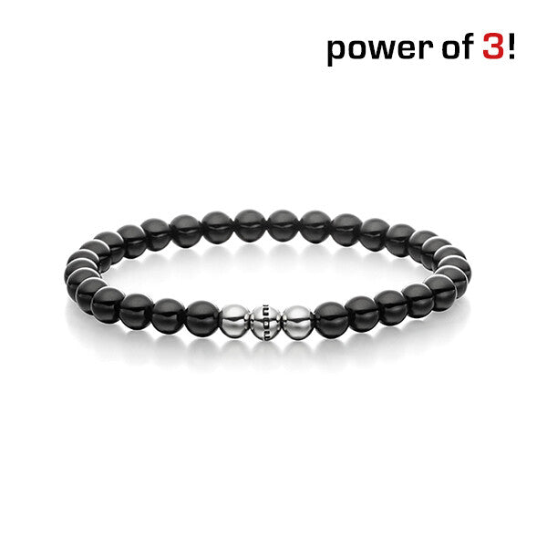 Power of 3! Perlenarmband "Willenskraft", Onyx