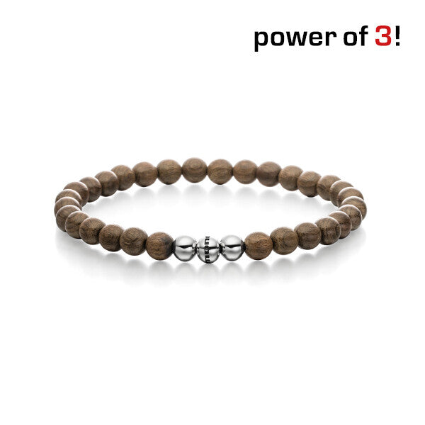Power of 3! Perlenarmband "Aktives Leben", Nussbaumholz