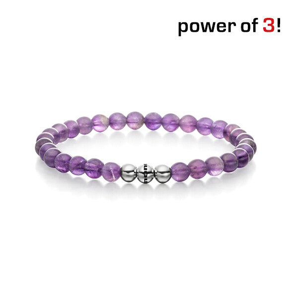 Power of 3! Perlenarmband "Stärke", Amethyst