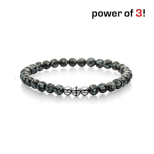 Power of 3! Perlenarmband  "Tiefe Freundschaft", Schneeflocken Obsidian