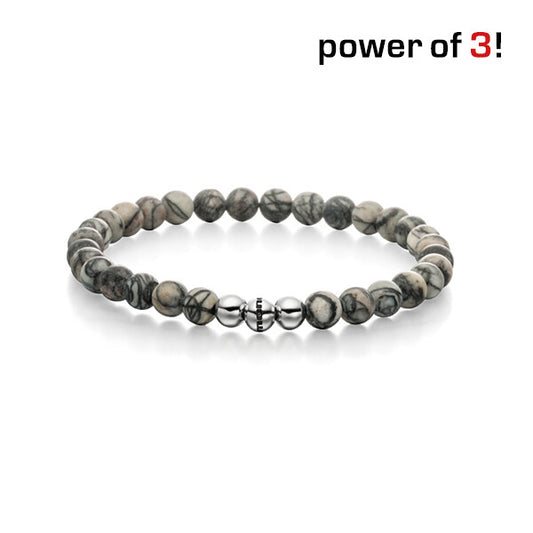 Power of 3! Perlenarmband "Entspannung", Basalt